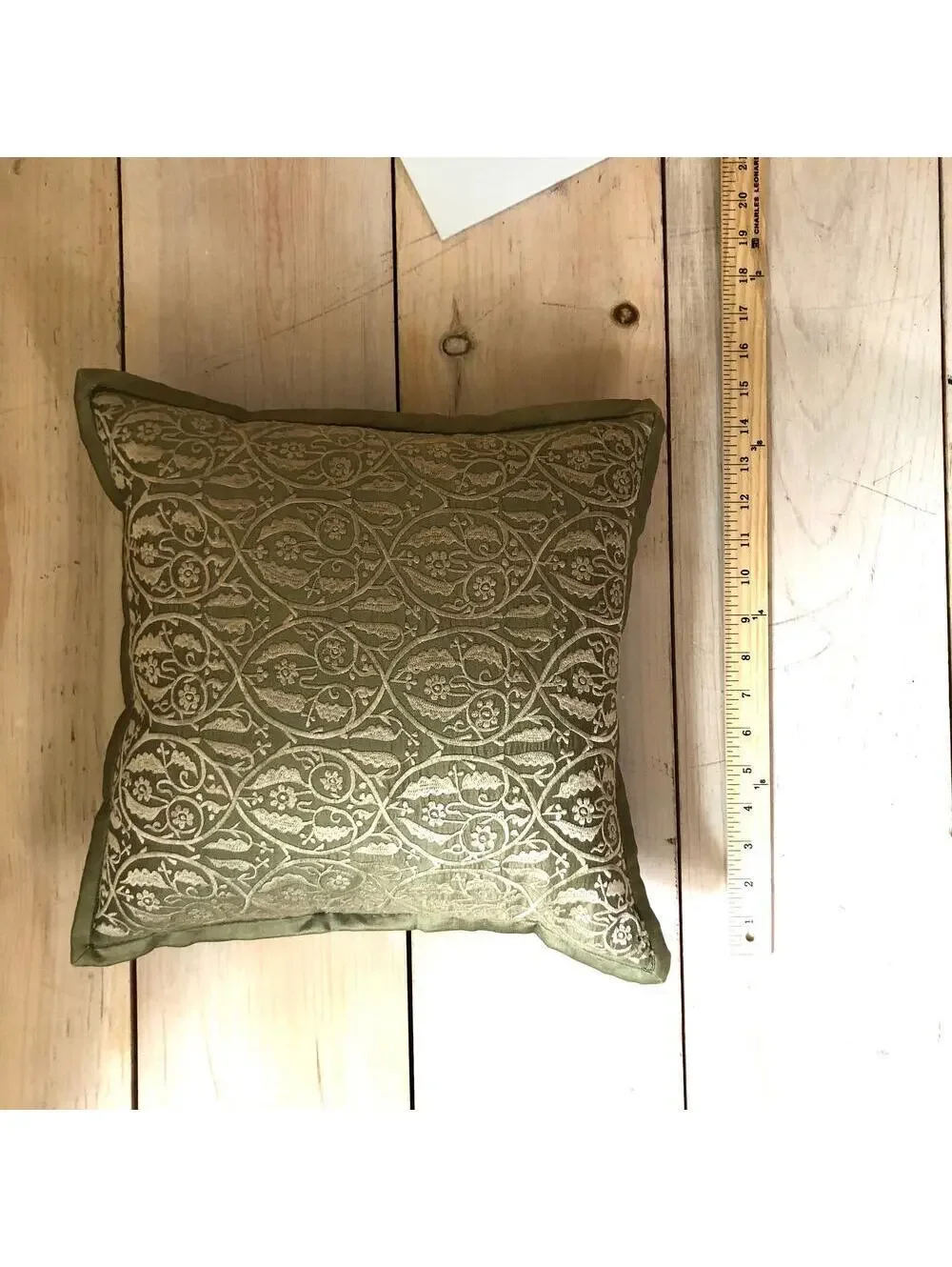 Pier 1 Imports Vintage Throw Pillow Green Blue Floral 15x15 Square